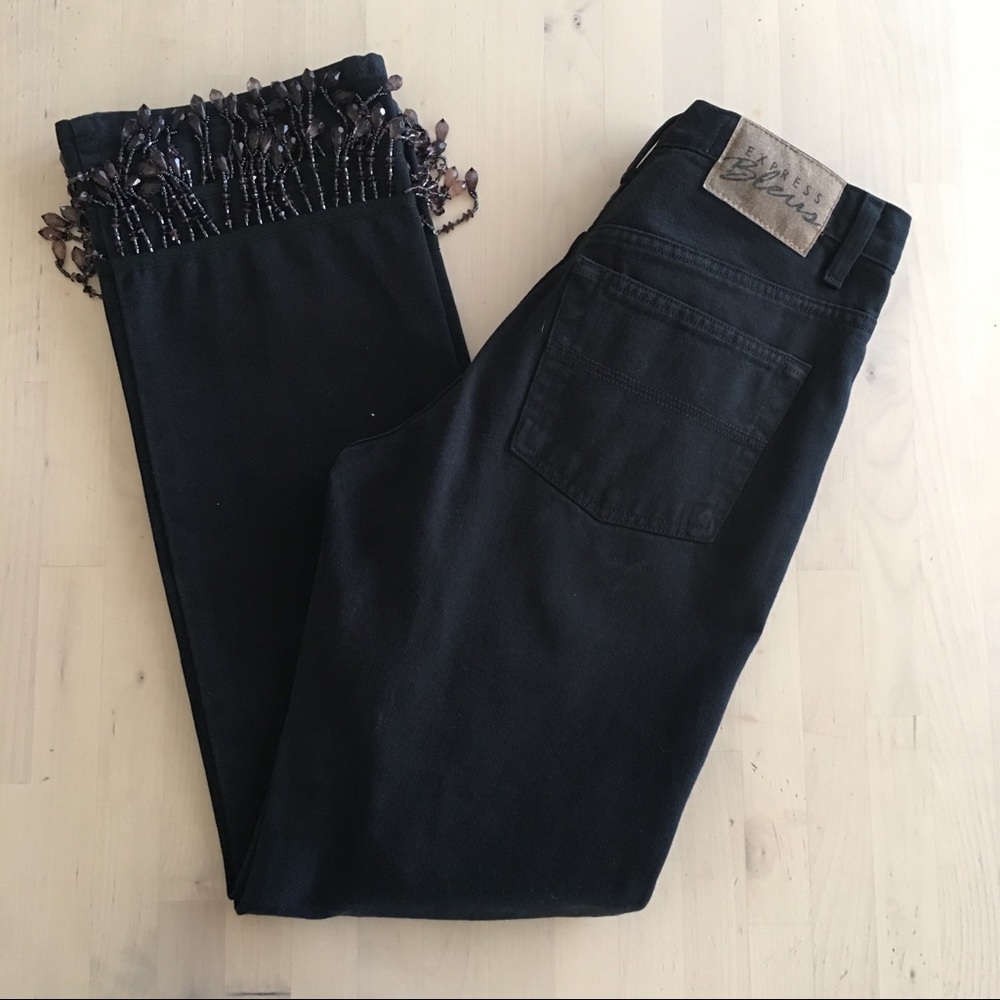 Vintage express blues black embellished jeans